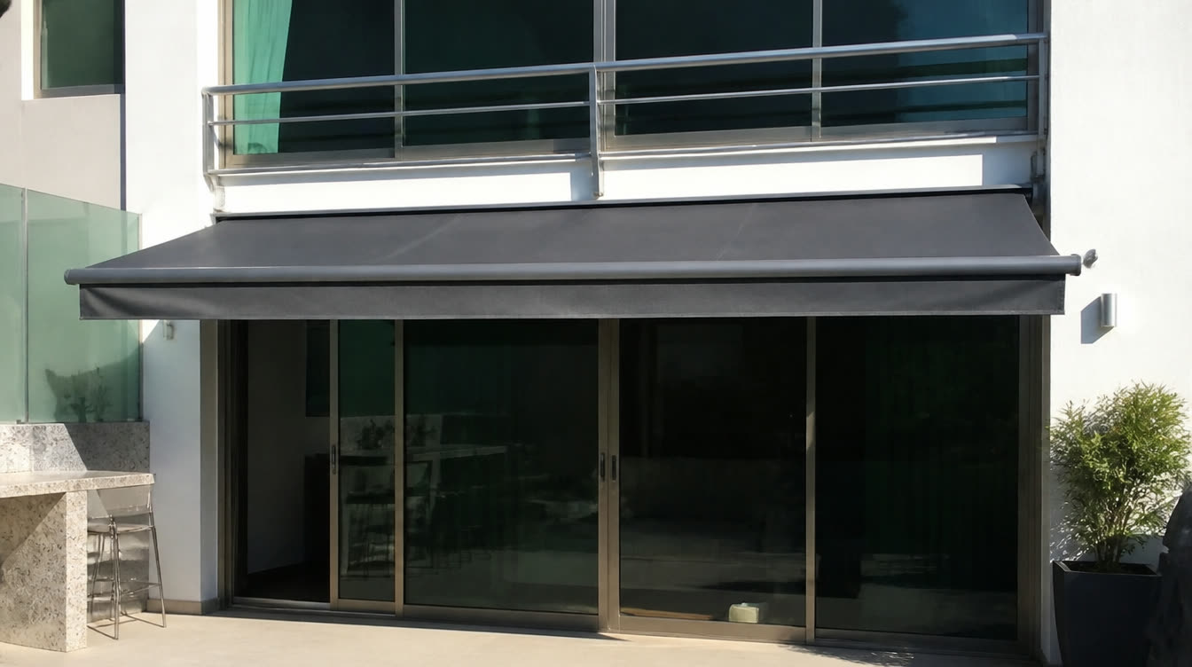 Toldo cofre motorizado instalado en una terraza