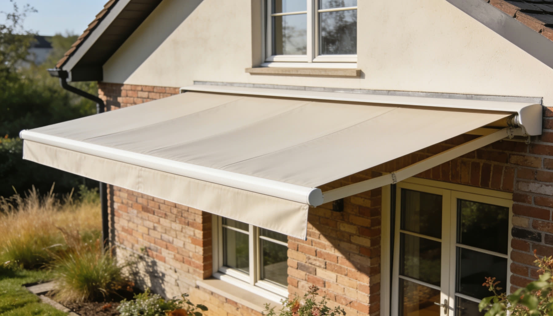 Toldo cofre extendido en una vivienda